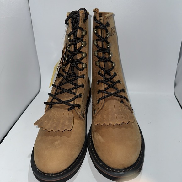 AdTec Women's 8" Leather Packer Plain Soft‎ Toe Work Boots Brown Size 6 1/2 NIB - Picture 2 of 7